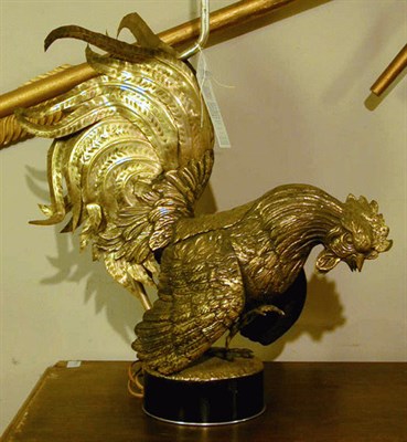 Lot 330 - Pair of Brass Cockerels Each mounted as a lamp.