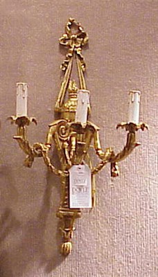 Lot 459 - Pair of Louis XIV Style Gilt-Metal Three-Light...