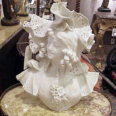 Lot 745A - Art Nouveau Carved Alabaster Bust of a Lady...