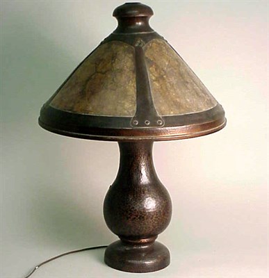 Lot 234A - Arts and Crafts Hammered Copper Lamp With a...