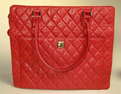 Lot 987 - Chanel Red Quilted Portfolio/Tote With zipper...