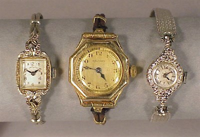 Lot 405 - Three Assorted Lady's Wristwatches 14 kt....