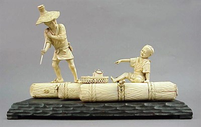 Lot 165 - Japanese Sectional Ivory Group of a Farmer and...