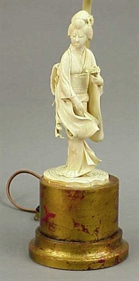 Lot 167 - Japanese Ivory Carving of a Lady in a...