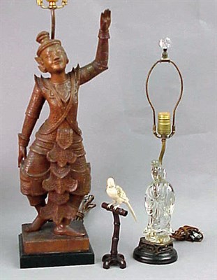 Lot 190 - Balinese Wood Dancer, Chinese Glass Guanyin,...
