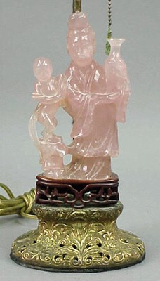 Lot 192 - Chinese Rose Quartz Figure of a Meiren Mounted...