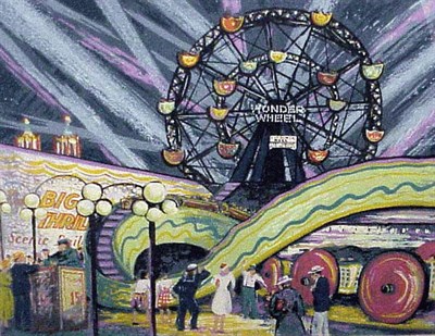 Lot 216 - Harry Shokler CONEY ISLAND Color silkscreen, c....