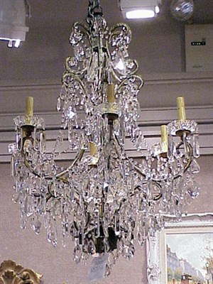Lot 466 - Regency Style Cut Glass Six-Light Chandelier