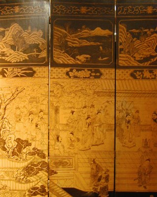 Lot 262 - Two Chinese Hardwood Four-Panel Folding Screens