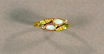 Lot 144 - Art Nouveau Style Gold, Enamel and Opal Ring...