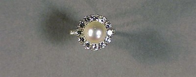 Lot 513 - Cultured Pearl and Diamond Cluster Ring...