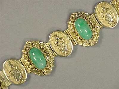 Lot 150 - Chinese Jade Bracelet Silver with gold wash,...