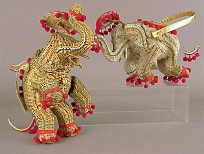 Lot 1112 - Two Elephant Wicker Bags 1950s One gold, the...