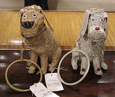 Lot 1114 - Two Poodle Wicker Bags 1950s One painted white,...