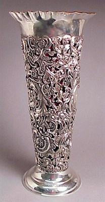Lot 357 - Victorian Style Silver Vase with Ruby Glass Liner
