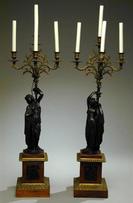 Lot 460 - Pair of Gilt and Patinated-Bronze Four-Light...
