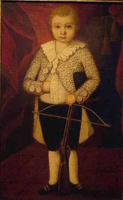 Lot 209 - Latin American School 19th Century BOY HOLDING...