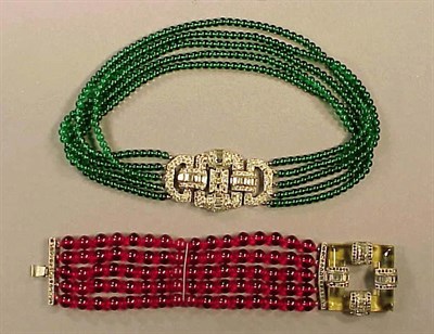 Lot 122 - Art Deco Necklace and Bracelet The necklace in...