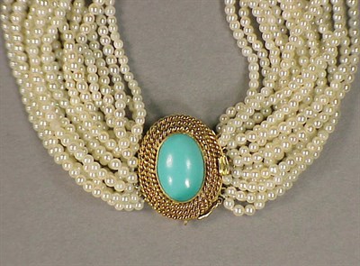 Lot 108 - Multistrand Seed Pearl Bracelet Fastening with...