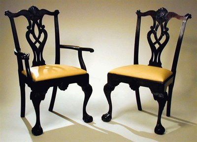 Lot 401 - Set of Fourteen Chippendale Style Mahogany...