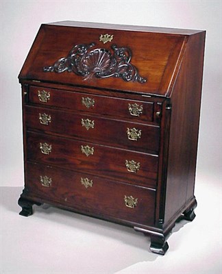 Lot 354 - Colonial Revival Chestnut Slant-Front Desk...
