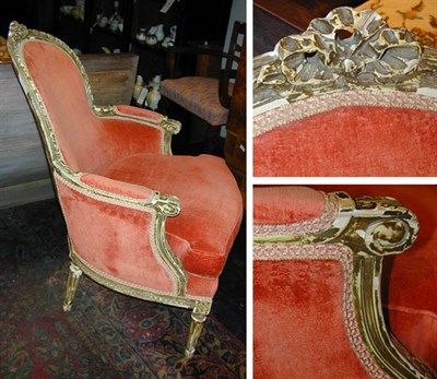 Lot 477 - Louis XVI Style Gilt and Painted Wood Bergere...