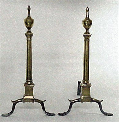 Lot 365 - Pair of Federal Style Brass Andirons The...