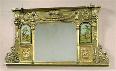 Lot 384 - Neoclassical Gilt-Wood Overmantel Mirror The...