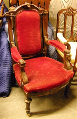 Lot 404 - Pair of Victorian Mahogany Upholstered Armchairs