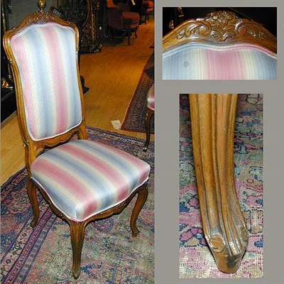 Lot 282 - Set of Eight Louis XV Style Carved Fruitwood...