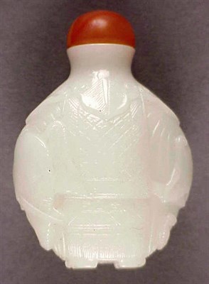 Lot 259 - Molded White Glass Snuff Bottle in the Form of...