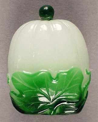 Lot 264 - Green Glass Overlay Snuff Bottle in the Form...