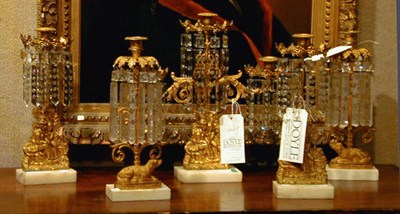 Lot 180 - Gilt-Bronze and Cut Glass Garniture 19th...