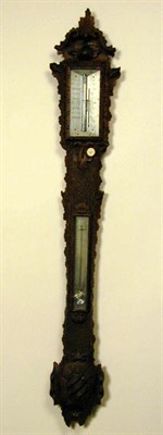 Lot 324 - Oak Stick Barometer Benjamin Pike & Sons, 166...