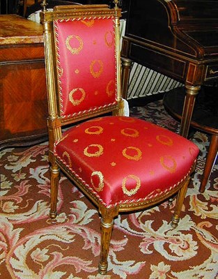 Lot 389 - Pair of Louis XVI Style Gilt Carved Wood Side...