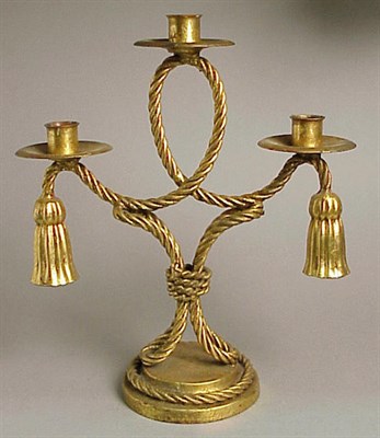 Lot 424 - Gilt-Metal Three-Light Tassel and Rope Form...
