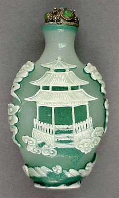 Lot 270 - White-on-Green Overlay on Pale Green Glass...