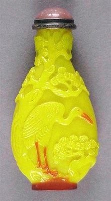 Lot 276 - Orange Overlay Yellow Glass Snuff Bottle...
