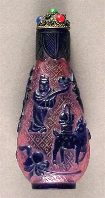 Lot 277 - Blue Overlay Pink Glass Snuff Bottle 19th...