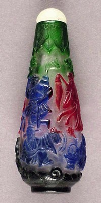 Lot 280 - Four Color Overlay Clear Glass Snuff Bottle...