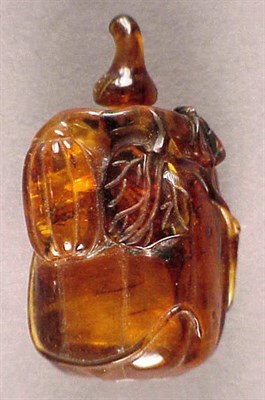 Lot 282 - Amber Melon-Form Snuff Bottle 19th Century In...