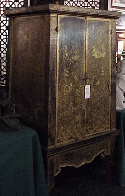 Lot 584 - Indian Gilt-Decorated Lacquered Cabinet