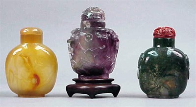 Lot 170 - Three Large Chinese Agate, Amythestine Quartz...