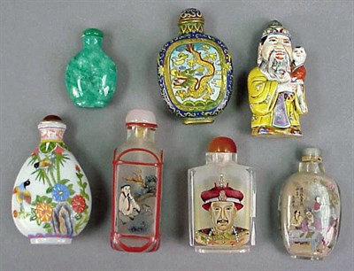 Lot 172 - Seven Chinese Inside-Painted Glass, Enameled...