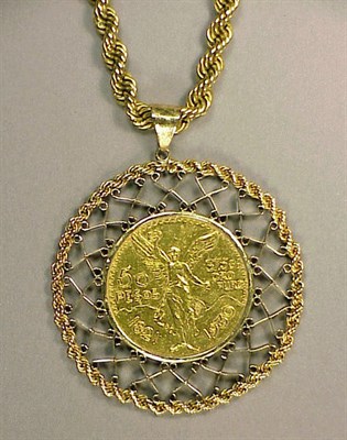 Lot 480 - Gold Mexican Peso Coin Pendant with Chain The...