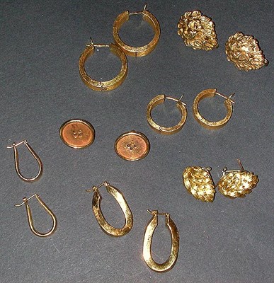 Lot 159 - Seven Pairs of Assorted Gold Earrings 14 kt....