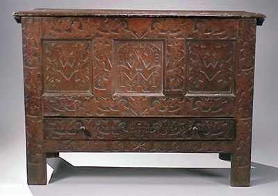 Lot 388 - Important Carved Oak Hadley Chest Hampshire...