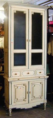 Lot 125 - Regency Style Teal and Ivory Painted Bookcase...