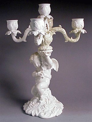 Lot 253 - Pair of Spode Porcelain Five-Light Candelabra