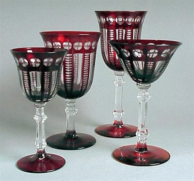 Lot 288 - Group of Ruby Cut to Clear Glass Stemware...